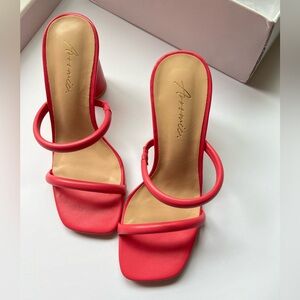 Hot Pink Double-Strap High Heel Sandals